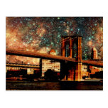 pont de Brooklyn de nuit étoilée Cartes Postales