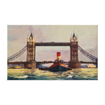 Pont de tour d'aquarelle, vapeur Londres Impression Sur Toile