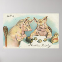Porcs vintages jouant des matrices posters