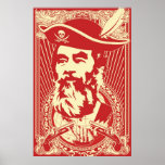 Portrait barbu de Saddam Hussein Poster