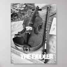 Portrait de BW du violon du DePue de maestro Affiche
