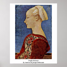 Portrait de profil par Antonio Di Jacopo Pollaiuol Affiche