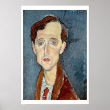 Portret van Franz Hellens, 1919 (olie op canvas) Print