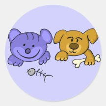 poster autocollant "chien et chat"
