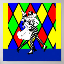 Poster-liefde de kunst-Harlekijn Dansers
