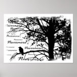 Poster - Nevermore het Silhouet van de Raaf B&W