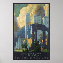 Poster van de Reis van Chicago Amerika het Vintage