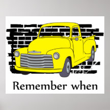 Poster vintage avec le vieux camion et brique jaun