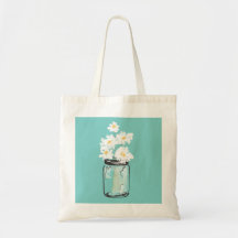 Pot de maçon et marguerites blanches sacs