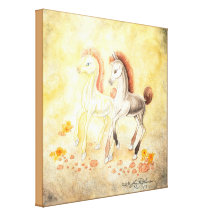 Pouliches heureuses toile tendue
