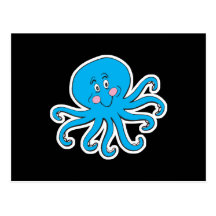 poulpe bleu heureux cartes postales