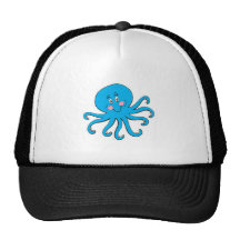 poulpe bleu heureux casquette de camionneur