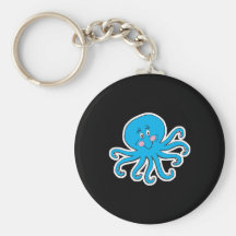 poulpe bleu heureux porte-clefs
