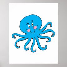 poulpe bleu heureux posters