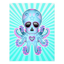 Poulpe mignon de zombi de crâne de sucre - rose bl invitations