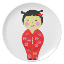 Poupée japonaise assiettes pour soirée