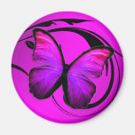 Pourpre brillant de rose du papillon 311 magnets