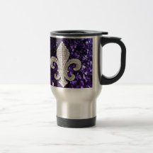 Pourpre de Fleur De Lis Sequins de bijou d'étincel Mugs