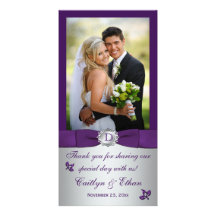 Pourpre de monogramme, carte photo floral argenté  cartes de vœux avec photo