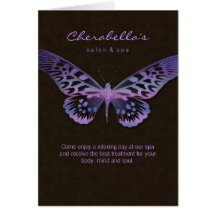 Pourpre de papillon de carte de voeux de brochure 