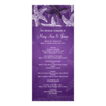 Pourpre d'étoiles de mer de programme de mariage d invitations personnalisées