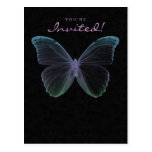 Pourpre d'invitation de carte postale de papillon 