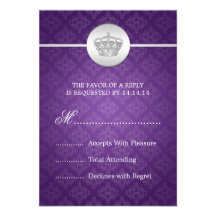 Pourpre royal l'épousant élégant de couronne de RS Invitations Personnalisées