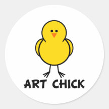 Poussin d'art autocollant rond