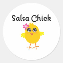 Poussin de Salsa Autocollant Rond