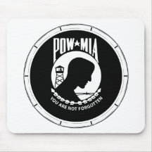 POW/MIA rond - cadre en bambou Tapis De Souris