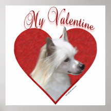 Powderpuff crêté chinois mon affiche de Valentine