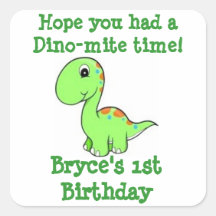Premier anniversaire de dinosaure autocollants