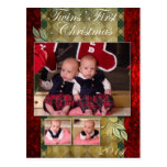 Première carte postale de Noël de jumeaux