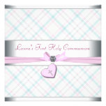 Première communion de coeur de croix rose turquois bristol