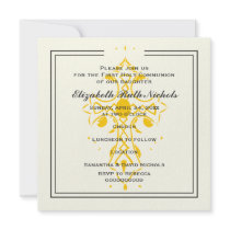 Première confirmation de communion de croix jaune invitation