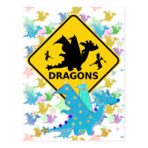 Prenez garde de la carte postale bleue de dragon d