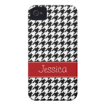 Preppy Rode en Zwarte Gepersonaliseerde Houndstoot iPhone 4 Cover