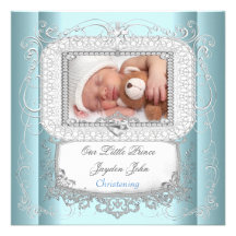 Prince bleu de croix de baptême de baptême de bébé invitations personnalisables
