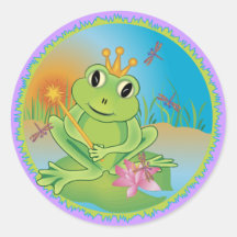 Prince de grenouille autocollant rond