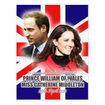 Prince William et carte postale royale de mariage 