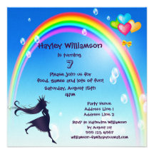 Princesse, arc-en-ciel, bulles et anniversaire de  invitation