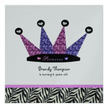 Princesse Crown Party Invitations de zèbre