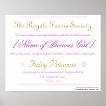 Princesse féerique Certificate Affiche