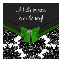 Princesse noire baby shower d'arc de vert de damas invitation personnalisée