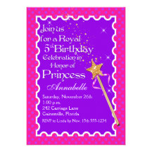 Princesse pourpre et rose Party Birthday Invitatio