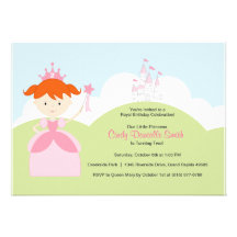 Princesse rouge d'anniversaire de cheveux dans le  invitation personnalisable