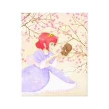 Princesse rouge de cheveux et toile enveloppée par impression sur toile