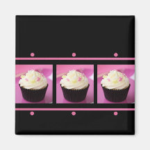 Produits roses et noirs d'affaires de petit gâteau aimants