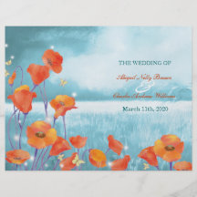 Programme BiFold de mariage de pavot turquoise rou Prospectus Personnalisés