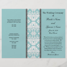 Programme blanc bleu de mariage damassé prospectus personnalisés